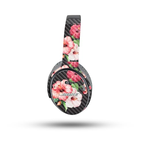 Image of MightySkins Carbon Fiber Skin Compatible with Bose QuietComfort 35 II Headphones - Hibiscus | Protective, Durable Textured Carbon Fiber Finish | Easy to Apply, Remove, and Change Styles