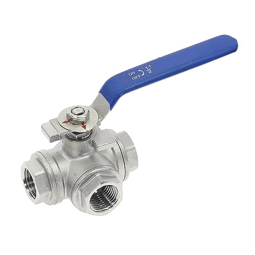 Válvula de bola de tres vías de acero inoxidable tipo T con rosca hembra DN15 5