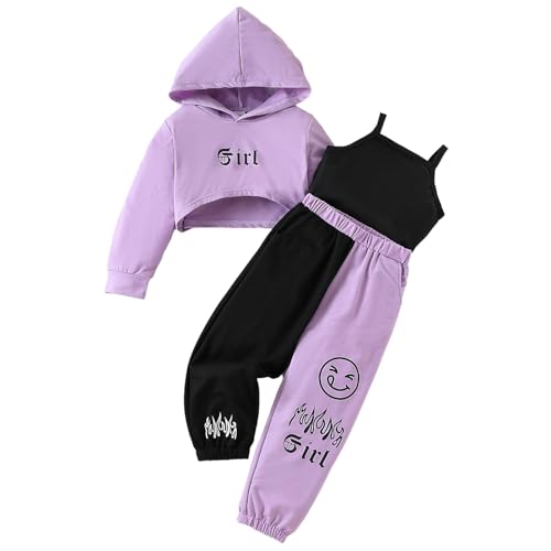 Kid Toddler Girls Clothes Outfits Letter Graphic Hoodie Sweatpants Cami Top 3PC Fall Winter Pant Set