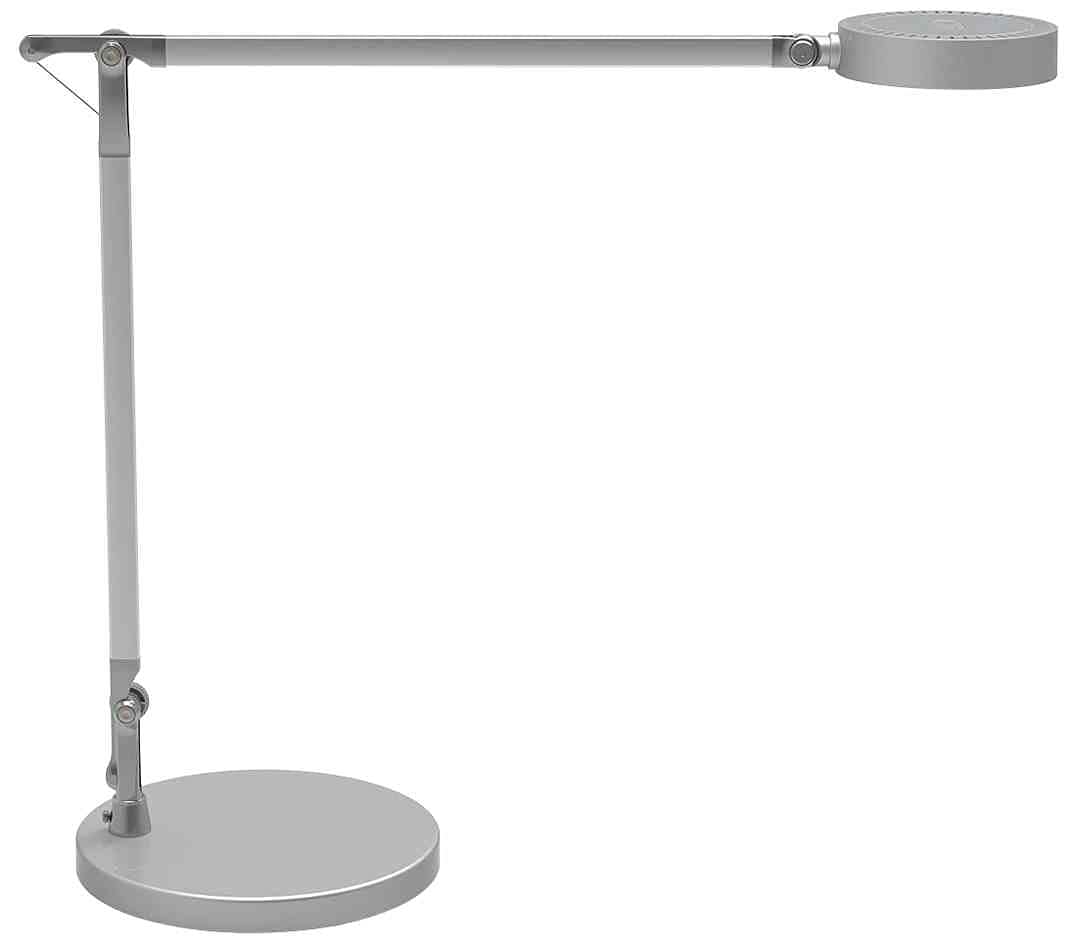 MAUL Lampada da tavolo a LED MAULGRACE COLOR VARIO, dimmerabile, per ufficio di alta qualità con braccio doppio, design lampada da scrivania con temperatura di colore 3000 – 6500 K – argento