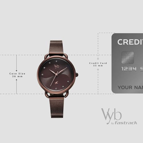 Image of Fastrack Vyb 6.0 Classique Quartz Brown Round Dial Women's Watch | Stainless Steel Mesh Strap Material | Watches for Women Analog | Girl's Analog Watches - FV60091QM01