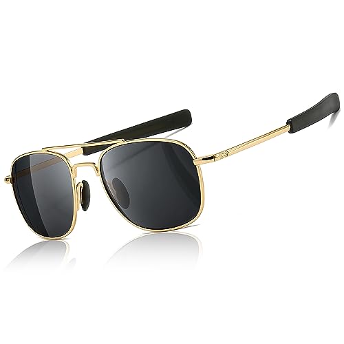 Image of SUNGAIT Men's Military Style Polarized Pilot Aviator Sunglasses - Bayonet Temples