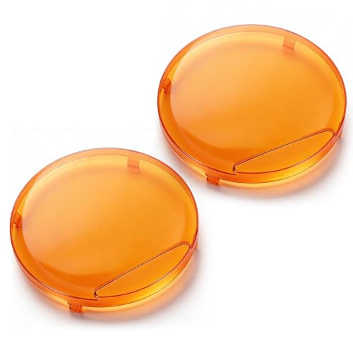 Image of Auxbeam 9 Inch Deep Amber Light Covers for 360-PRO /RAY-L Series, 2300K Dark Amber Tint Round Off-Road Light Lens Cap, Light Bar Covers for Fog Dust Rain Snow, 2 Packs