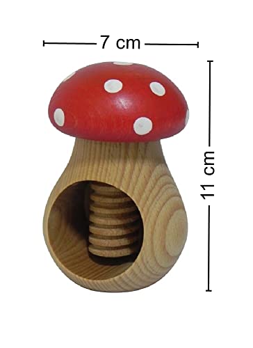Wooden World 2 Nussknacker Set Dunkelbraun und Toadstool Nussknacker aus natürlichem Buchenholz - SEHR Fester Pilz