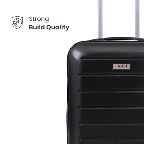 Image of Fauji Valor Series Onyx Black 20 Inch Trolley Bag with Tough Dual Wheels, Anti Theft Zip, Wet Pouch & Hard Body