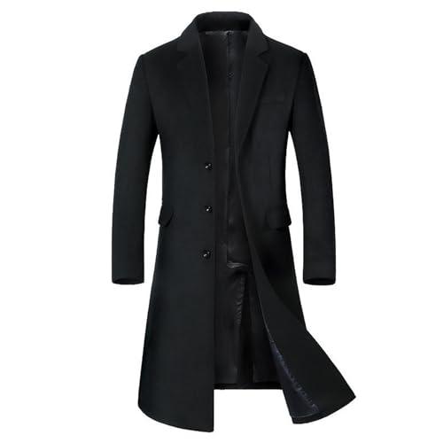 Long Wool Overcoat for Men Pea Coat Winter Warm Trench Coat