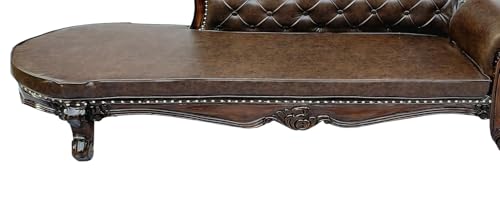 Image of Victorian Style Chaise Lounge, Tufted Cream Upholstery, Mahogany Wood Frame, Classic Living Room Furniture (diwan Set of 3)