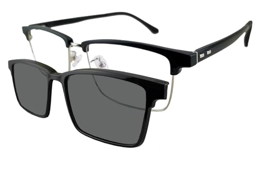 Circleperson magnet Eyeglasses 2 in 1 Polarized Clip on Sunglasses for Men Women Rectangle