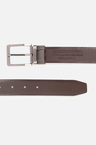 Image of Louis Philippe Men's 100% Italian Leather Brush Gun Metal Buckle Formal Reversible Belt