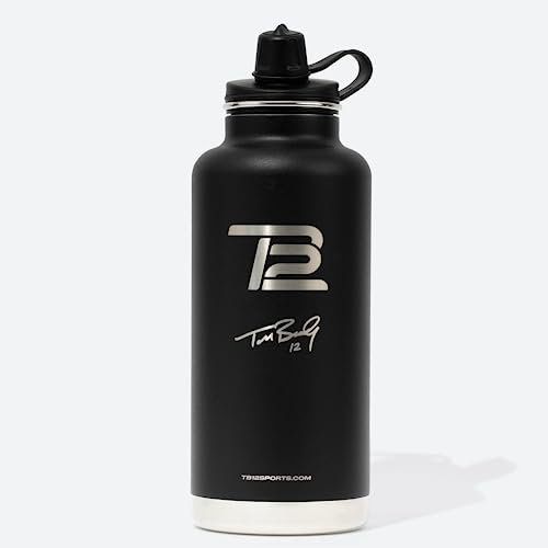 Tb12 64 Oz Insulated Stainless Steel Water Bottle - Wide Mouth, Chug Cap, Leak-Proof, Bpa-Free, Durable, Hydration On-The-Go, Gym, Outdoors, Sports, Camping, Hiking. Engraved With Tom Brady Signature #TOP11