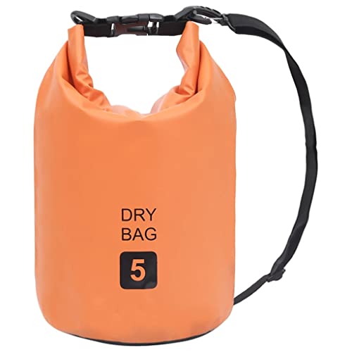 HXUHUWS Protects Valuables with Waterproof Dry Bag, Lightweight PVC, 1.3 Gallon Capacity, Portable for Outdoor Adventures, Orange and Black