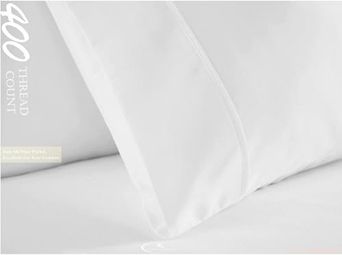 Image of Queen Bedsheet 100% Egyptian Cotton - 400 Thread Count Sheet Set - Includes 1 Flat Sheet & 2 Pillowcases - Durable, Breathable, Luxury Feel, Hotel Style - White Solid