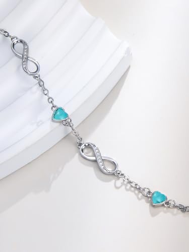 Image of Dorunmo Ankle Bracelet for Women 925 Sterling Silver Natural Stone Bracelet Anklet Summer Beach Jewelry Birthday Gifts for Mom