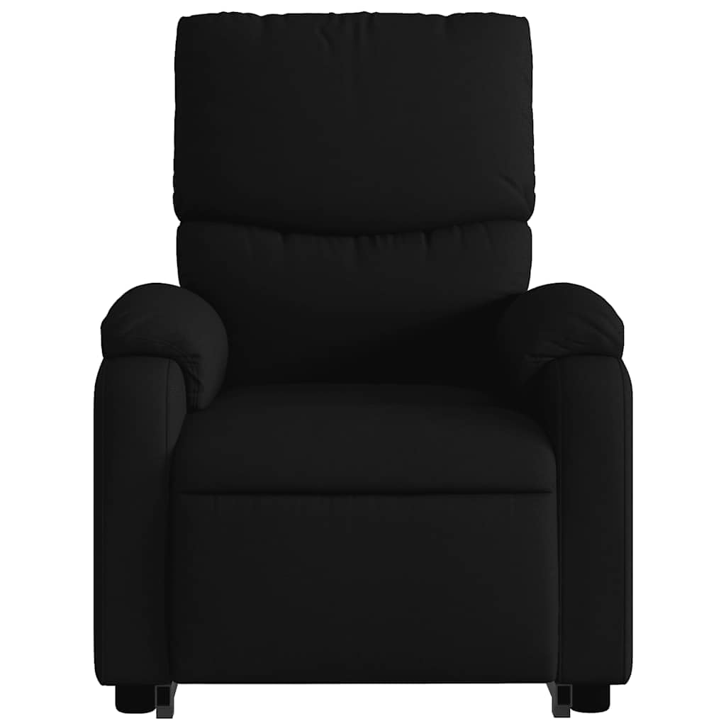 Sillón de relax eléctrico con ayuda para levantarse en tejido negro, respaldo ajustable manual hasta 135 grados, bolsillo lateral y ayuda para levantarse hasta 110 kg