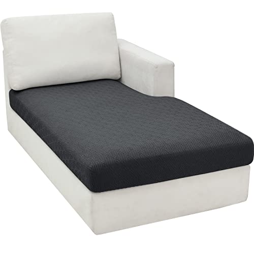 Funda Sofa Chaise Longue con Asientos Deslizantes: Compra y Diseña tu Sofá Perfecto CHELZEN Fundas de Cojines elásticos, Cubierta del Asiento, Cubierta Protectora de la Almohadilla del sofá de la Sala de Estar Lavable (Tumbona, Gris Oscuro)