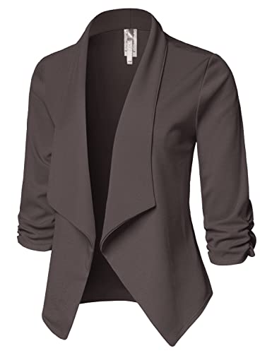 Women's Casual 3/4 Sleeve Office Work Open Front Blazer Cardigan Jacket (S-3XL)2