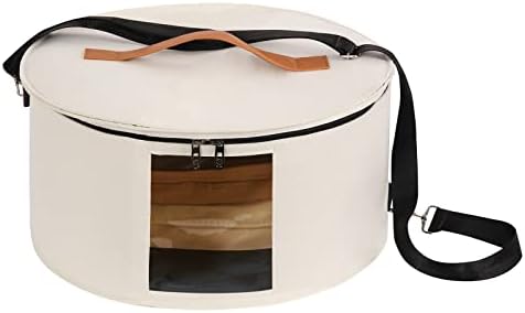 Ohiyoo Hat Box Hat Storage Box 16'' x 8'' Travel Hat Box Hat Boxes with Lids Round Hat Boxes for Women Storage Hat Foldable Box for Travel Stuffed Animal Toy Storage Bin with Lid (White)