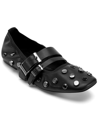 DKNY Women's Davey Studded Ballet Flat with Belt Detail Mule