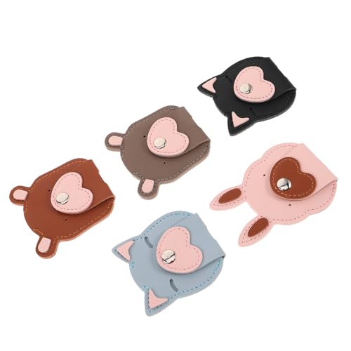 SEWACC Lot de 5 Enrouleurs de Câble en PU Organisateur Câble de Données Motif Animal Support D’Écouteurs Compact de Chargement pour Bureau et Voyage Clips Gestion