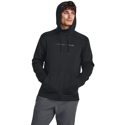 Under Armour Felpa con cappuccio in pile da uomo, (001) Nero / Nero, Small