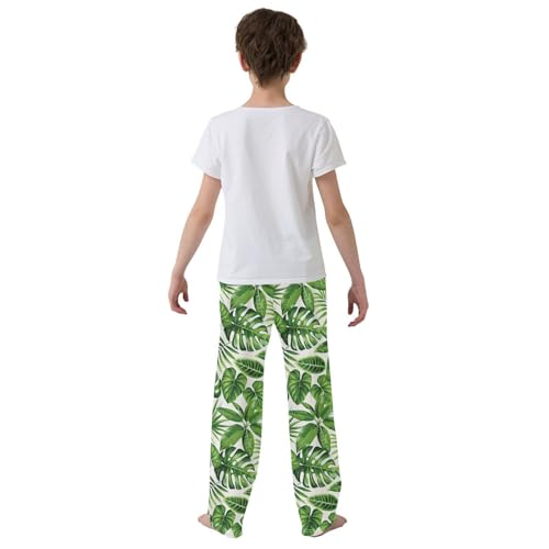 ALAZA Exotic Palm Leaves Green Pajama Pants Long Sleep Pant Pajama Bottoms Elastic Waist with Pockets3