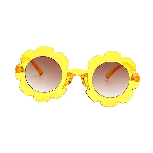1Pc Transparent Frame Sunglasses with Sunflower Design for Boys Adorable Yellow Glasses for Outdoor Fun and present Giving