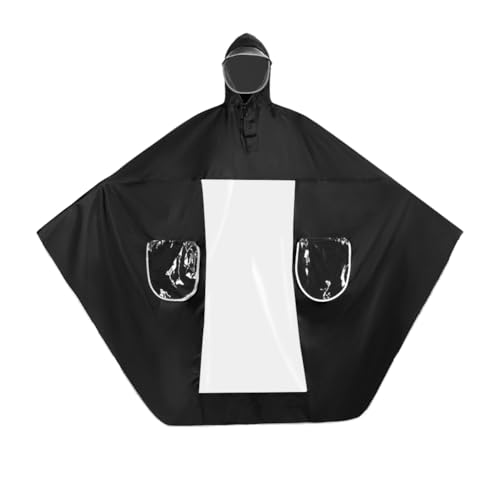 Image of HAOZAIKEJI Universal Motorcycle Raincoat Waterproof Hoodie Rain Cape Reusable Bike E-bike Rain Coat Mobility Scooter Outdoor Rain Poncho with Detachable Hat Brim Reflective Strip for Men Women