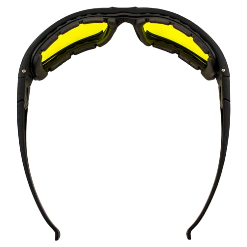 Global Vision Assault Motorcycle Sunglasses Safety Glasses ANSI Z87.1 Convertible to Goggles Black Frame w/Yellow Lens4