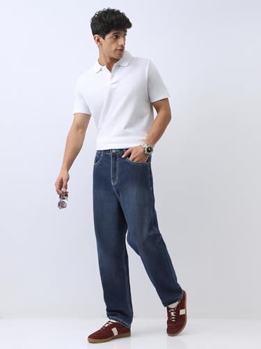 Image of Urbano Fashion Men's Loose Baggy Fit Washed Jeans Non-Stretchable
