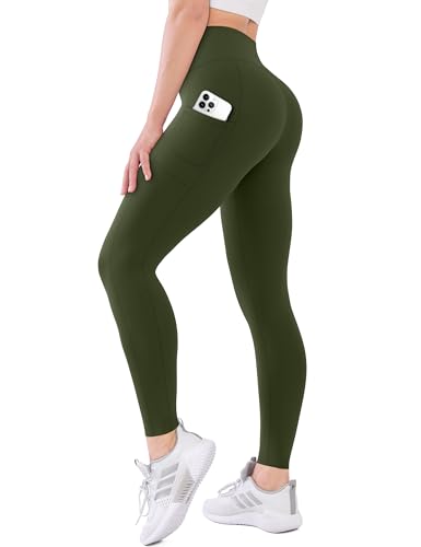 Image of High Waisted Leggings with Pockets for Women Buttery Soft Full Length Capri Workout Yoga Pants Compression Pants