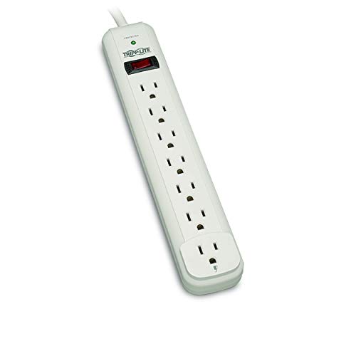 Tripp Lite 7 Outlet Surge Protector Power Strip, Extra Long 12ft Cord, Lifelong Warranty & $25,000 Insurance (TLP712),White