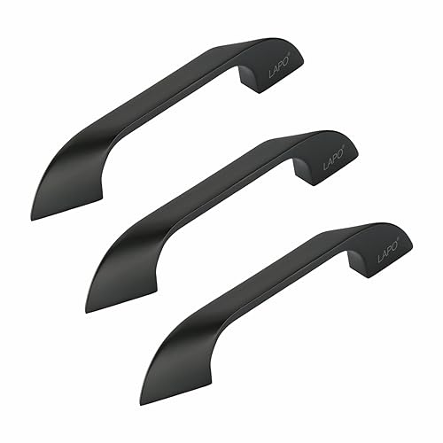 Image of LAPO 4 Inch Cabinet Handles for Drawer and Wardrobe, Ideal for Kitchen Furniture, Stable Structure Design, DIY Installation, 3 Years Warranty (96mm, Black Finish, Pack of 3) - Twist