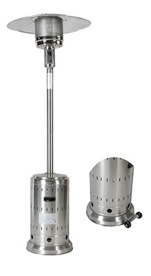 48,000 BTU Propane Patio Heater for Outdoor Use with Wheels and Cover, Stainless Steel Burner for outdoor use, Triple Protection System, Garden Commercial Residential(Silver)