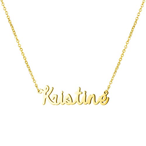 Women Jewelry Name Necklace Big Initial Gold Plated Best Friend Girls Women Gift for Her Kristine