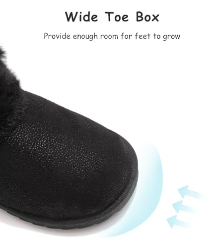 Image of Cubufly Toddler Little Girls Boots Warm Winter Kids Ankle Fur Lined Snow Shoes Non-Slip