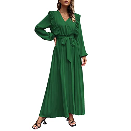 Robe portefeuille élégante pour femme en vert raffiné avec finitions plissées