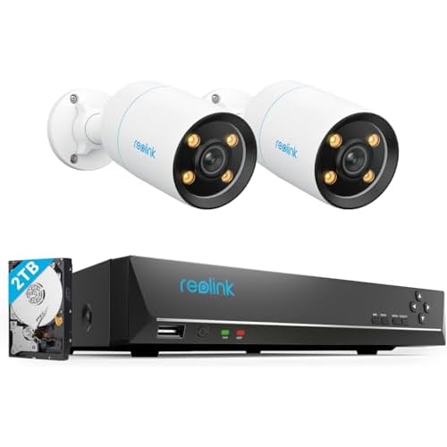 REOLINK CX810-4K PoE Security Camera Outdoor with F1.0 Aperture, 4K 8CH Network Video Recorder, 2× CX810 with 1x RLN8-410 (Built-in 2TB HDD) Video Re