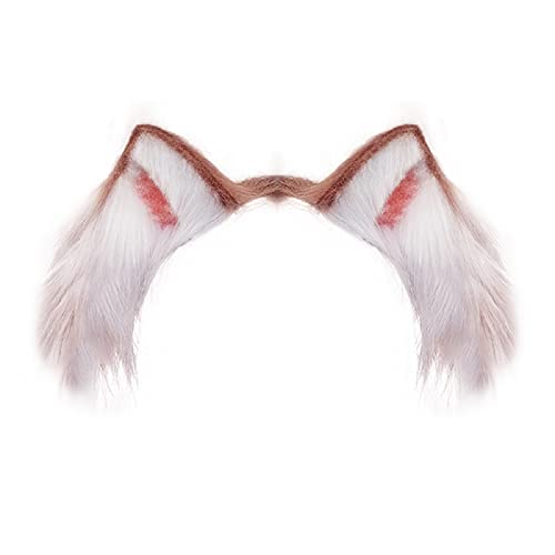 Fxaelian Comic Wolf Cat Dog Ears Hair Clips Halloween Christmas Cosplay Costume Party Headpiece Headdress Headwear headdress Hair Accessories Hairclips Headwear Brown White