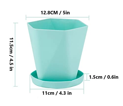 LATERN 6Pcs Plastic Plant Pots, 13CM Colorful Flower Pot Root-Control Seedling Planter Nordic Style Garden Pots with Saucer for Flowers Herbs Succulents Cactus (6 Colors) - Image 5