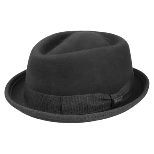 Lipodo Gratus Women's/Men's Pork Pie Felt hat - Hat Made of Wool Felt - Made in Italy - Summer/Winter Fedora - Pork Pie hat with Ribbed Band - Wool hat Black XXL (62-63 cm)