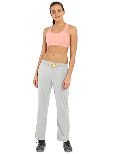 Image of Jockey 1305 Women's Super Combed Cotton Rich Relaxed Fit Mid Rise Trackpants with Contrast Side Piping and Pockets