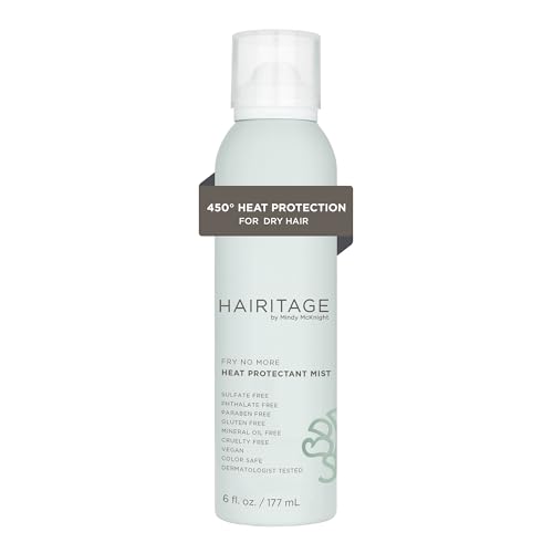 Hairitage Argan Oil Heat Protectant Spray for Dry Hair and Re-Heat Styling - Hydrating and...