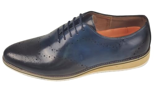 Santimon Mens Hand-Painted Leather Oxford Dress Shoes – Luxury Wingtip Brogue Shoes for Business, Weddings & Formal Events – Classic Italian Design, Comfortable & Stylish Footwear3