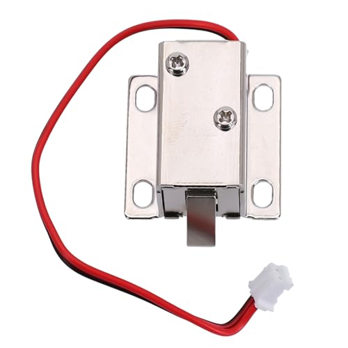 ZYWUOY Cerradura de pestillo electrónica, liberación solenoide de 12 V con lengüeta inclinada para puerta segura de armario, cierre electromagnético compacto a prueba de óxido
