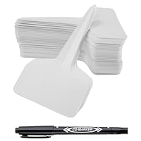 Pflanzschilder für Draussen, 6X10CM Pflanzenstecker, T-Typ Wetterfest Pflanzenschilder mit Marker zum Beschriften (100 Stk, Weiß) (100Pcs)