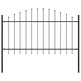 vidaXL Gartenzaun mit Bogen oben in Grau, 1,7 m x 0,1 m, höhenverstellbar, aus Stahl, dekoratives Zaunpaneel für moderne Farmgrenzen, Landhäuser, Patios und Außenwände
