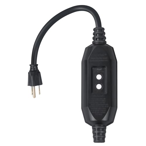 EP GFCI Replacement Plug - 15A 3-Prong Non-Grounded, Auto-Monitoring & Manual Reset, UL Listed for Power Tools, Lawn Equipment, Appliances - 1 Pack (Black)