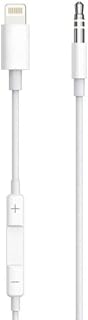 Cabo Adaptador Lightning P2 Para Áudio 3,5mm Fio De 1 metro Entrada Auxiliar Compatível Com iPhone E Controle Ajuste De Volume Revestimento Dourado Material Que Não Enrola Cor Branca LINHA PREMIUM DUPIN