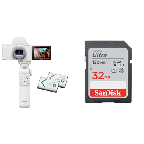 SONY(ソニー) コンパクトデジタルカメラ VLOGCAM Vlog用カメラ ZV-1II シューティンググリップキット ウィンドスクリーン付属 ズームレンズ ホワイト ZV-1M2G W+【サンディスク正規品】SanDisk SDカード 32GB SD