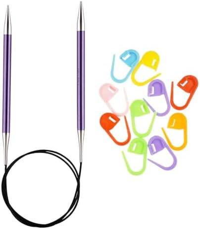 Knitter's Pride Zing Knitting Needles Circular 16 inch Size US 5 (3.75mm) Bundle with 10 Artsiga Crafts Stitch Markers 140068